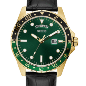 Guess Leather Analog Green Dial Men’s Watch Ref : GW0221G1