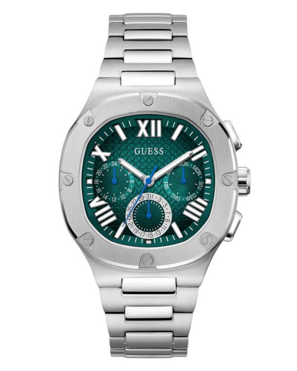 La montre GUESS GW0668L2 pour femme, issue de la collection Mod ID, combine élégance contemporaine et fonctionnalité raffinée. - 2025-06-26T060339.894 GUESS Mens Silver Tone Multi-function Watch Ref : GW0572G6
