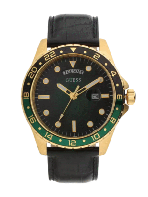 Guess Leather Analog Green Dial Men’s Watch Ref : GW0221G1