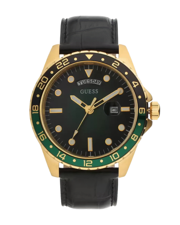 La montre GUESS GW0668L2 pour femme, issue de la collection Mod ID, combine élégance contemporaine et fonctionnalité raffinée. - 2025-06-30T083911.323 Guess Leather Analog Green Dial Men’s Watch Ref : GW0221G1