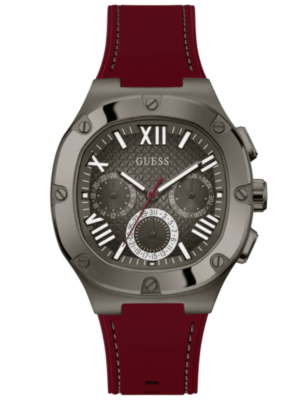 GUESS Mens Burgundy Gunmetal Multi-function Watch GW0571G4