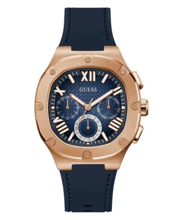 La montre GUESS GW0668L2 pour femme, issue de la collection Mod ID, combine élégance contemporaine et fonctionnalité raffinée. (44) GUESS Mens Burgundy Gunmetal Multi-function Watch GW0571G2