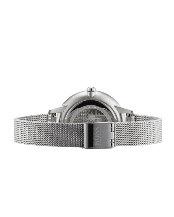 Montre Femme HUGO BOSS 1502423 – Collection Symphony, Cadran Or Rose, Bracelet Milanais Argenté, Mouvement Quartz