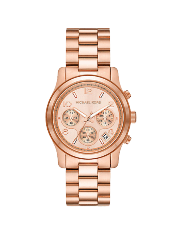 La montre GUESS GW0668L2 pour femme, issue de la collection Mod ID, combine élégance contemporaine et fonctionnalité raffinée. - 2025-06-16T031029.878 Montre Chronographe Michael Kors MK7324 – Collection Runway – Or Rose– 38 mm