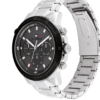 Montre chronographe Tommy Hilfiger Troy pour homme avec cadran gris et bracelet en acier argenté - 1792106