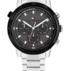 Montre chronographe Tommy Hilfiger Troy pour homme avec cadran gris et bracelet en acier argenté - 1792106