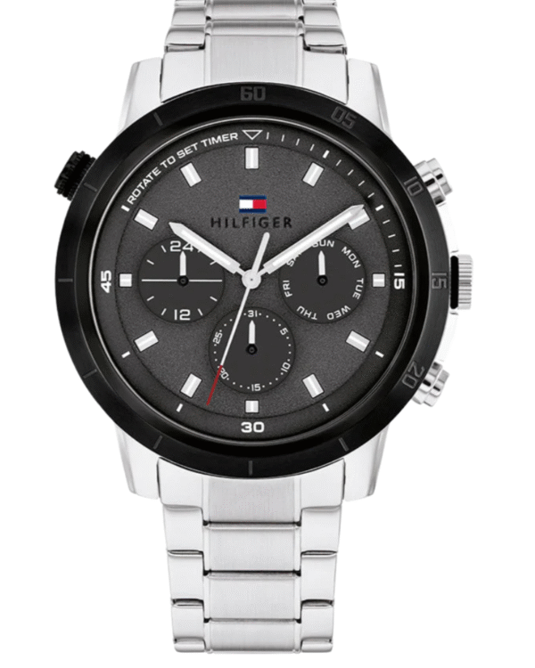 La montre GUESS GW0668L2 pour femme, issue de la collection Mod ID, combine élégance contemporaine et fonctionnalité raffinée. - 2025-06-20T034604.624 Montre chronographe Tommy Hilfiger Troy pour homme avec cadran gris et bracelet en acier argenté - 1792106