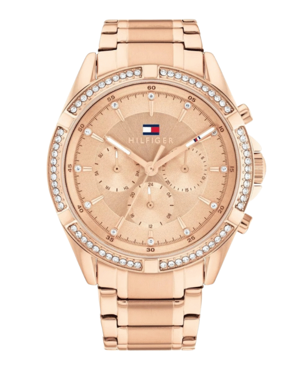La montre GUESS GW0668L2 pour femme, issue de la collection Mod ID, combine élégance contemporaine et fonctionnalité raffinée. - 2025-06-21T175248.326 Tommy Hilfiger Kenzie – Montre Femme Quartz Multifonction Rose Gold 40 mm Réf. 1782617