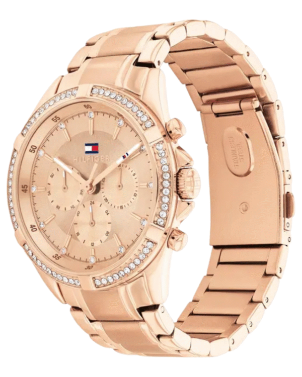 La montre GUESS GW0668L2 pour femme, issue de la collection Mod ID, combine élégance contemporaine et fonctionnalité raffinée. - 2025-06-21T175320.774 Tommy Hilfiger Kenzie – Montre Femme Quartz Multifonction Rose Gold 40 mm Réf. 1782617