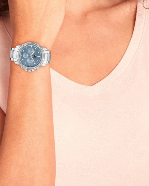Tommy Hilfiger Montre Analogique Multifunction à Quartz pour Femme avec Bracelet en Acier Inoxydable argenté - 1782569