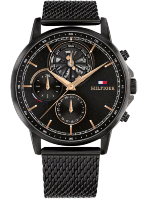 Montre Homme Tommy Hilfiger Stewart 1710610 – Acier Noir 44 mm Multifonction Quartz
