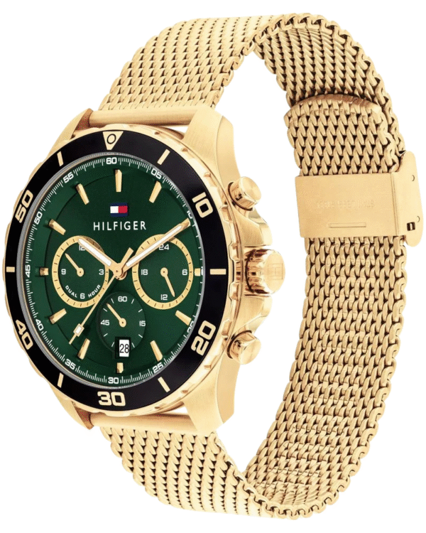 La montre GUESS GW0668L2 pour femme, issue de la collection Mod ID, combine élégance contemporaine et fonctionnalité raffinée. - 2025-06-23T165022.542 Montre Homme Tommy Hilfiger Jordan 1792093 – Chronographe Cadran Vert & Maille Dorée 43 mm