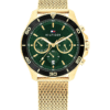 Montre Homme Tommy Hilfiger Jordan 1792093 – Chronographe Cadran Vert & Maille Dorée 43 mm