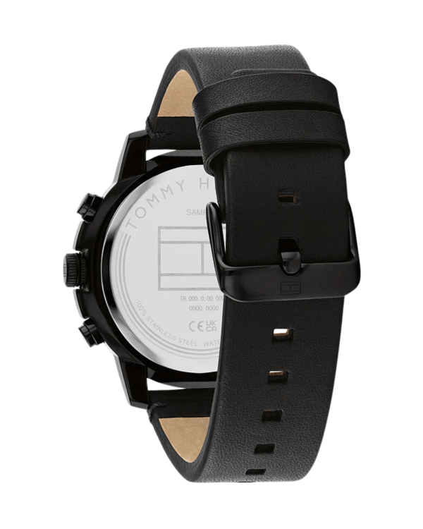 Montre Homme Tommy Hilfiger Aiden 1792110 – Cadran Noir & Bracelet Cuir 46 mm