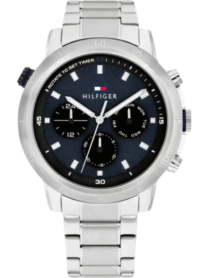 Montre Homme Tommy Hilfiger Aiden 1792104 – Acier Argenté Ø 46 mm Jour‑Date