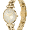 Montre femme Emporio Armani AR11608 – 32 mm acier PVD doré, cadran crème pavé cristaux, bracelet papillon quartz