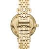 Montre femme Emporio Armani AR11608 – 32 mm acier PVD doré, cadran crème pavé cristaux, bracelet papillon quartz