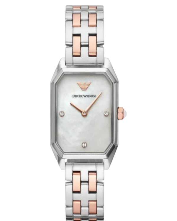 La montre GUESS GW0668L2 pour femme, issue de la collection Mod ID, combine élégance contemporaine et fonctionnalité raffinée. - 2025-06-24T173915.778 Emporio Armani AR11146 – Montre Femme Giola Crystal 24×36 mm Acier Bicolore