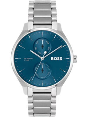 Hugo Boss Tyler 1514106 – Montre Homme Quartz Acier Argenté & Cadran Bleu 43 mm