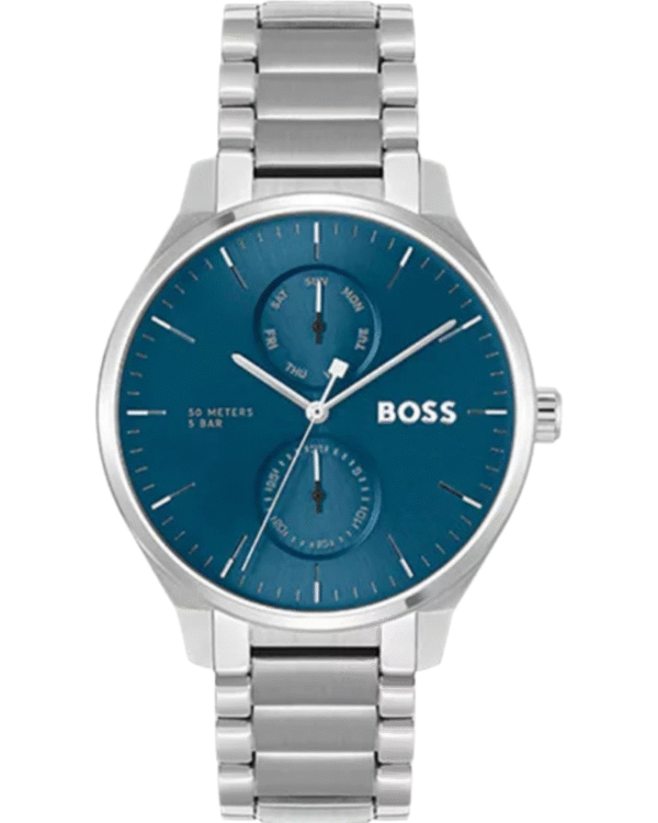 La montre GUESS GW0668L2 pour femme, issue de la collection Mod ID, combine élégance contemporaine et fonctionnalité raffinée. - 2025-06-26T030030.134 Hugo Boss Tyler 1514106 – Montre Homme Quartz Acier Argenté & Cadran Bleu 43 mm