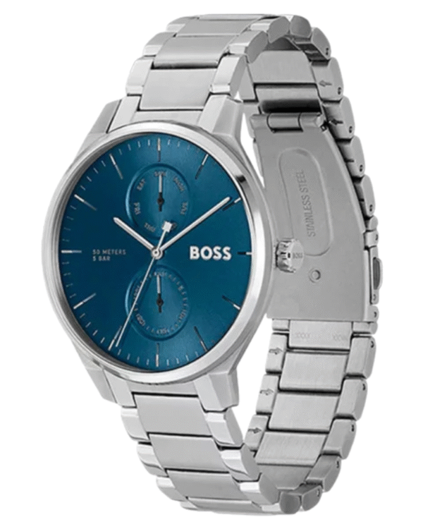La montre GUESS GW0668L2 pour femme, issue de la collection Mod ID, combine élégance contemporaine et fonctionnalité raffinée. - 2025-06-26T030110.221 Hugo Boss Tyler 1514106 – Montre Homme Quartz Acier Argenté & Cadran Bleu 43 mm