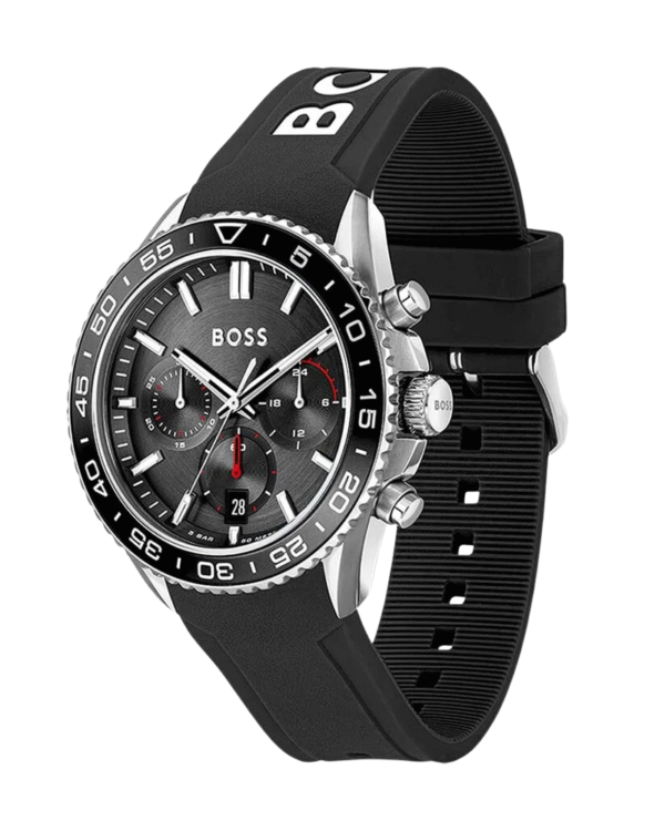 La montre GUESS GW0668L2 pour femme, issue de la collection Mod ID, combine élégance contemporaine et fonctionnalité raffinée. - 2025-06-28T070048.213 Montre Homme BOSS Runner Chronographe 43 mm - Cadran Noir & Bracelet Silicone Noir