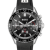 Montre Homme BOSS Runner Chronographe 43 mm - Cadran Noir & Bracelet Silicone Noir