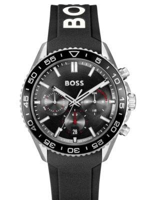 Montre Homme BOSS Runner Chronographe 43 mm - Cadran Noir & Bracelet Silicone Noir