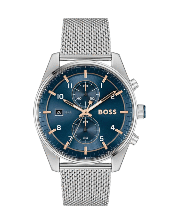 La montre GUESS GW0668L2 pour femme, issue de la collection Mod ID, combine élégance contemporaine et fonctionnalité raffinée. - 2025-06-28T085618.675 Montre Homme Hugo Boss Skytraveller 1514149 – Chronographe 44 mm Argent & Cadran Bleu