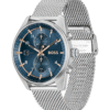 Montre Homme Hugo Boss Skytraveller 1514149 – Chronographe 44 mm Argent & Cadran Bleu