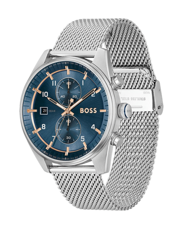 La montre GUESS GW0668L2 pour femme, issue de la collection Mod ID, combine élégance contemporaine et fonctionnalité raffinée. - 2025-06-28T085735.715 Montre Homme Hugo Boss Skytraveller 1514149 – Chronographe 44 mm Argent & Cadran Bleu