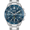 ontre Homme Hugo Boss Runner 1514143 – Chronographe 43 mm Cadran Bleu & Bracelet Acier