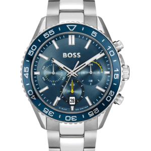 ontre Homme Hugo Boss Runner 1514143 – Chronographe 43 mm Cadran Bleu & Bracelet Acier