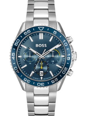 ontre Homme Hugo Boss Runner 1514143 – Chronographe 43 mm Cadran Bleu & Bracelet Acier
