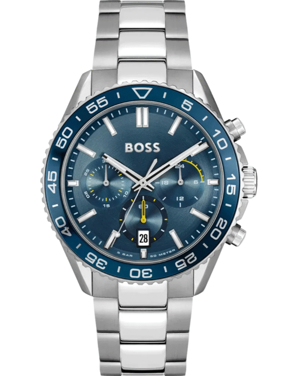 La montre GUESS GW0668L2 pour femme, issue de la collection Mod ID, combine élégance contemporaine et fonctionnalité raffinée. - 2025-06-28T174555.132 ontre Homme Hugo Boss Runner 1514143 – Chronographe 43 mm Cadran Bleu & Bracelet Acier