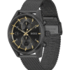 Montre homme Hugo Boss Skytraveller 1514150 – Chronographe noir 44 mm, bracelet acier PVD noir