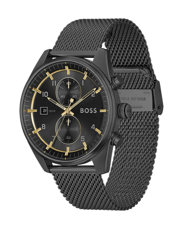 La montre GUESS GW0668L2 pour femme, issue de la collection Mod ID, combine élégance contemporaine et fonctionnalité raffinée. - 2025-06-28T180017.957 Montre homme Hugo Boss Skytraveller 1514150 – Chronographe noir 44 mm, bracelet acier PVD noir
