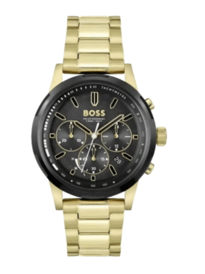 Montre Hugo Boss Solgrade 1514033 – Chronographe solaire 44 mm, acier doré & cadran noir