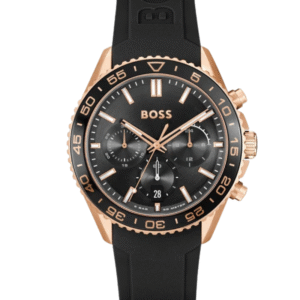 Montre Homme BOSS Runner 1514168 – Silicone Noir – Ø 43 mm – Chronographe Quartz