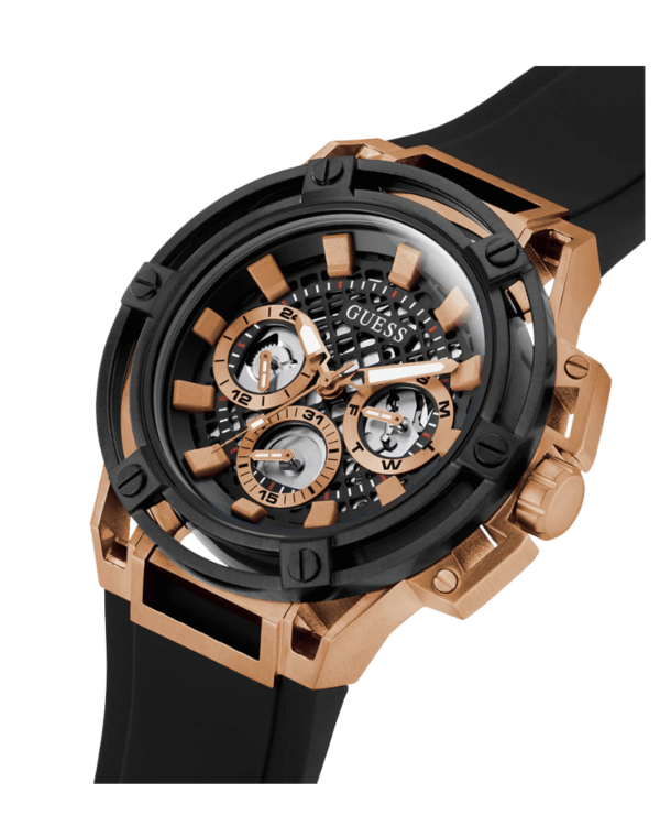 La montre GUESS GW0668L2 pour femme, issue de la collection Mod ID, combine élégance contemporaine et fonctionnalité raffinée. - 2025-06-30T090931.076 Montre Homme Guess Matrix GW0423G5 – Multifonction Quartz – Cadran Noir & Bracelet Silicone Noir 46 mm