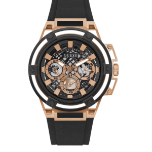 Montre Homme Guess Matrix GW0423G5 – Multifonction Quartz – Cadran Noir & Bracelet Silicone Noir 46 mm