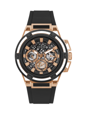 Montre Homme Guess Matrix GW0423G5 – Multifonction Quartz – Cadran Noir & Bracelet Silicone Noir 46 mm