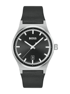 Boss Men's Candor 1514075 | Montre Homme Cadran Noir & Bracelet Cuir – Hugo Boss