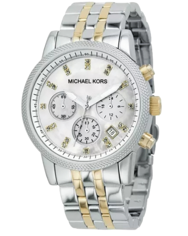 La montre GUESS GW0668L2 pour femme, issue de la collection Mod ID, combine élégance contemporaine et fonctionnalité raffinée. - 2025-07-06T180550.687 Montre Michael Kors Femme MK5057 – Chronographe Bicolore en Acier Inoxydable avec Cadran en Nacre