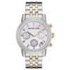 Montre Michael Kors Femme MK5057 – Chronographe Bicolore en Acier Inoxydable avec Cadran en Nacre