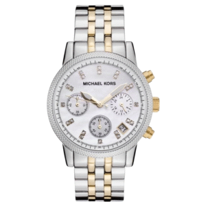 Montre Michael Kors Femme MK5057 – Chronographe Bicolore en Acier Inoxydable avec Cadran en Nacre