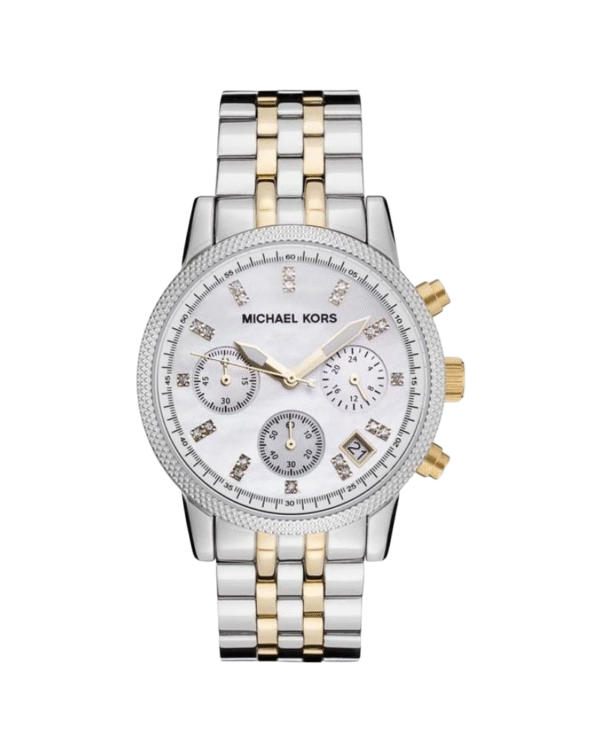 La montre GUESS GW0668L2 pour femme, issue de la collection Mod ID, combine élégance contemporaine et fonctionnalité raffinée. - 2025-07-06T181042.173 Montre Michael Kors Femme MK5057 – Chronographe Bicolore en Acier Inoxydable avec Cadran en Nacre
